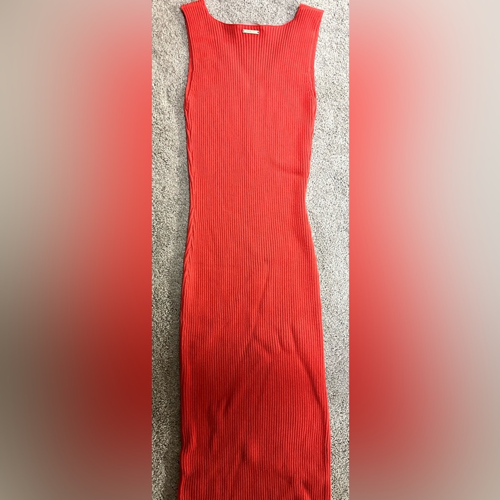 Red Ribbed Dress - Picture 2 of 5